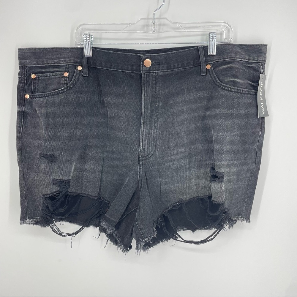NWT WalkPop Adore Me‎ 2X Black Denim High Waisted Jean Shorts Delilah Plus